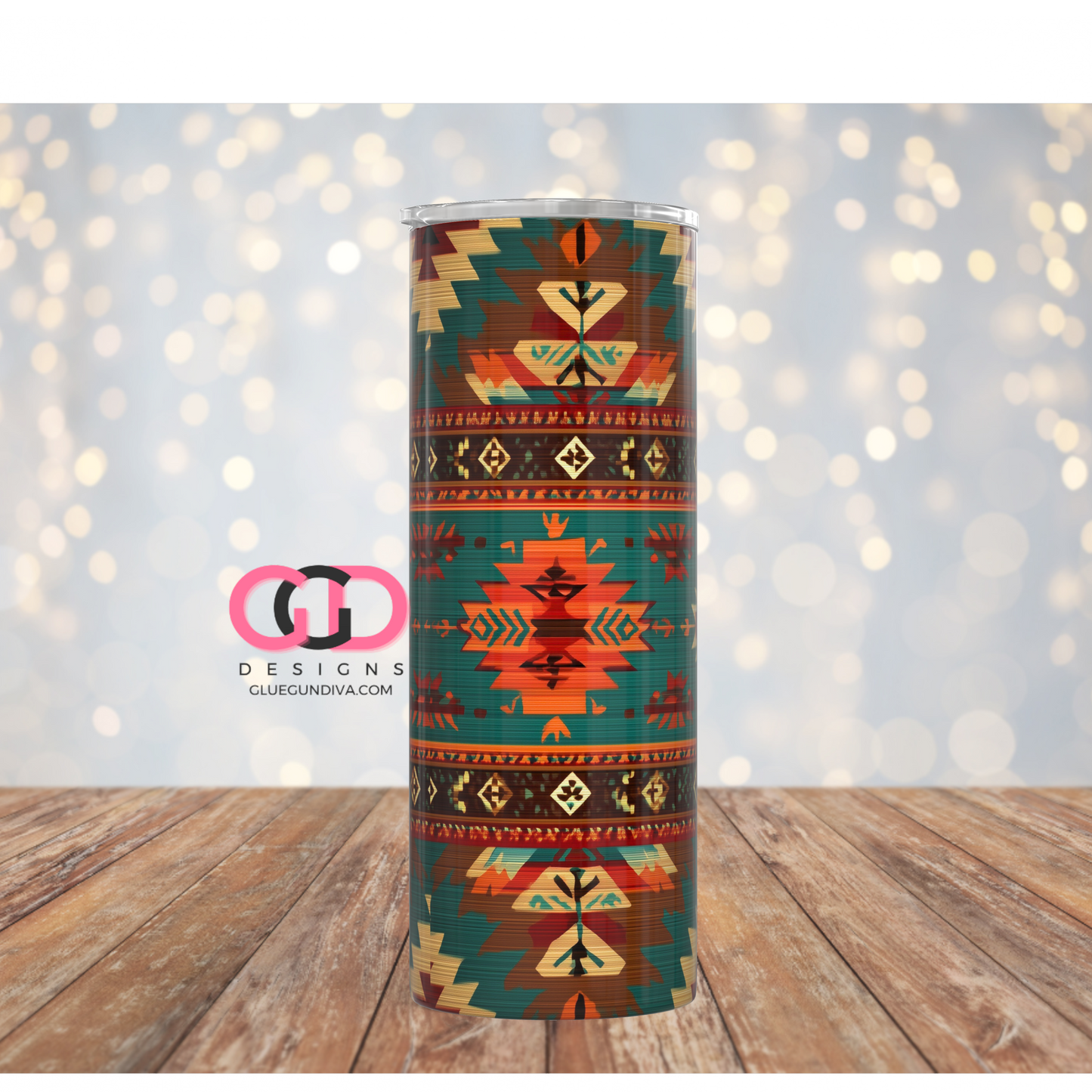 Native American Pattern -  Digital tumbler wrap for 20 oz skinny straight tumbler