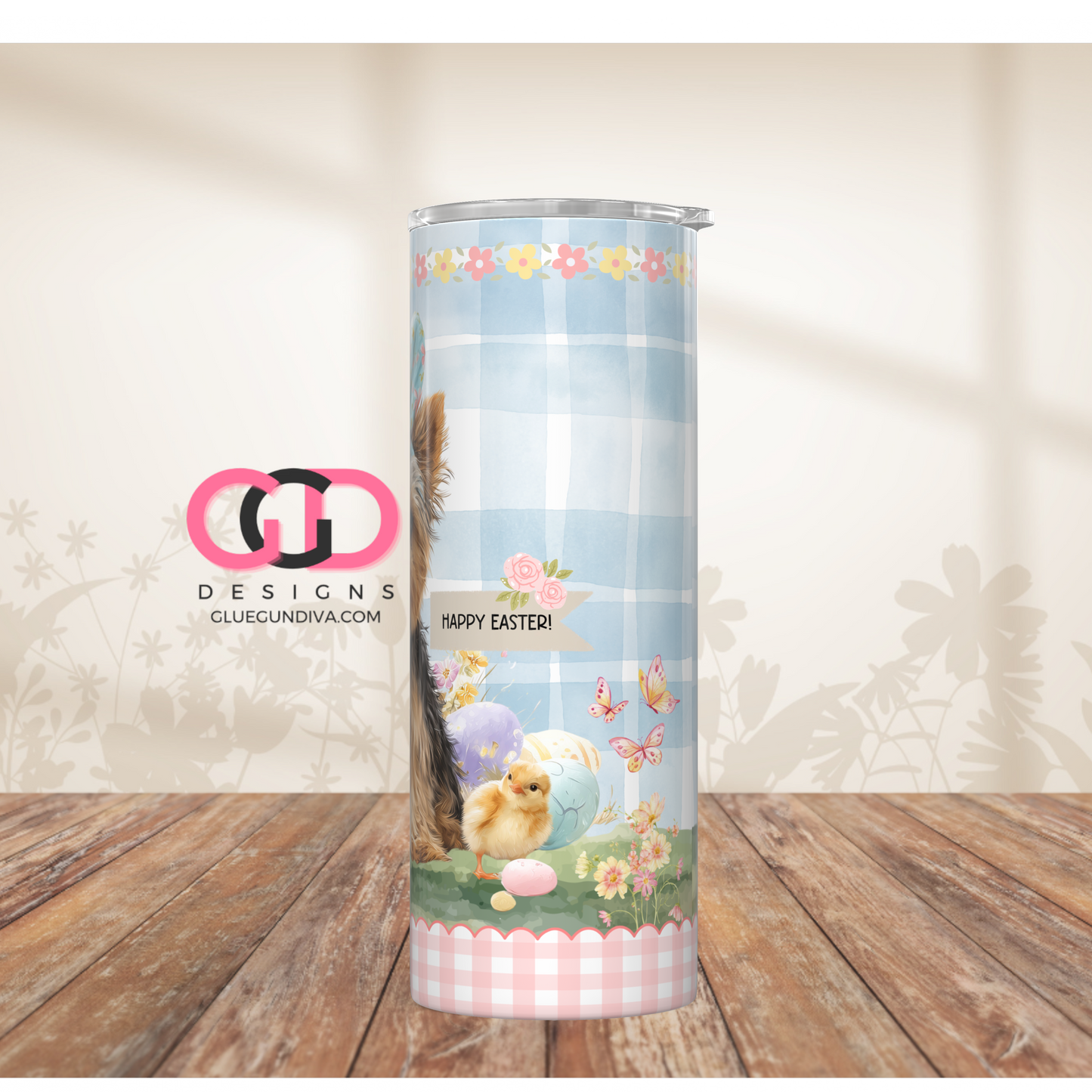 Yorkie Easter Puppy 2  -  Digital tumbler wrap for 20 oz skinny straight tumbler