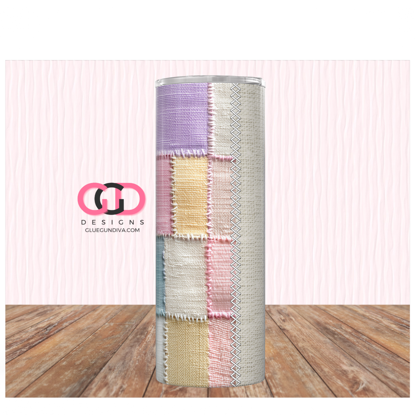 Pastel Patches-   Digital tumbler wrap for 20 oz skinny straight tumbler