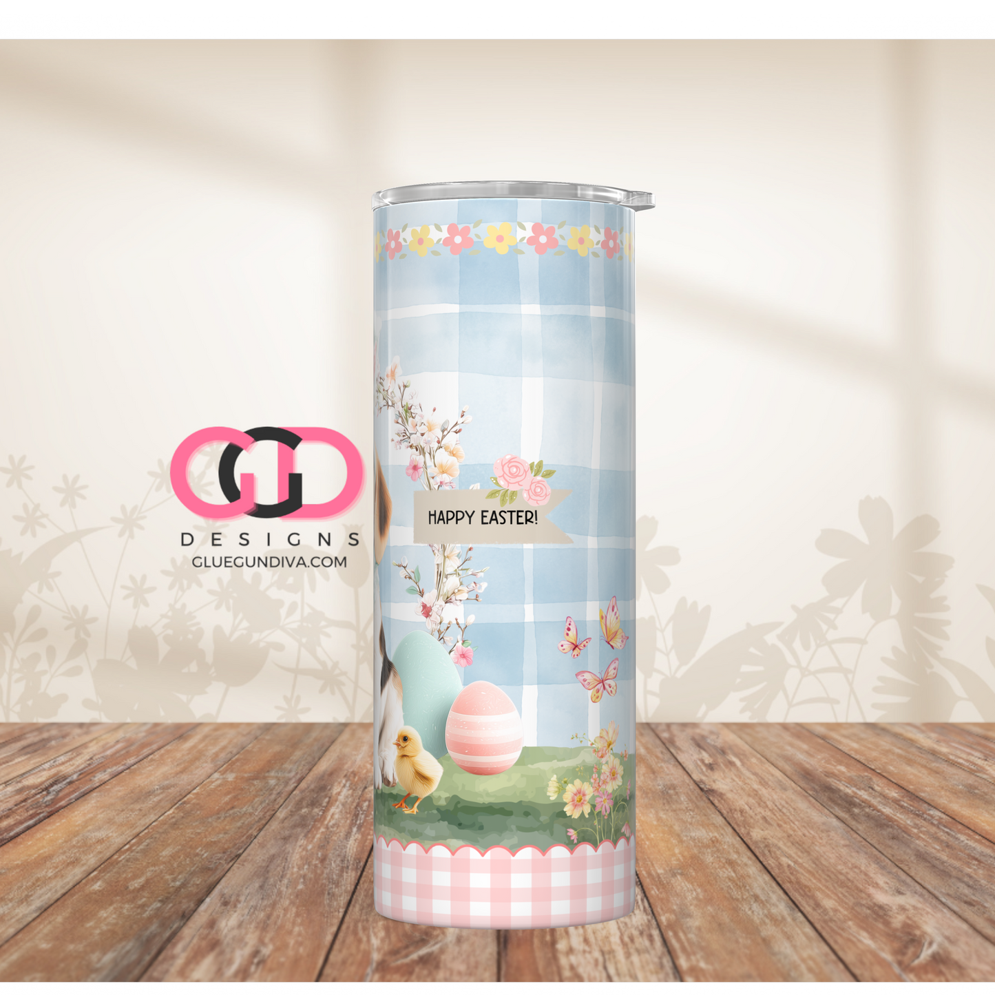 Beagle Easter Puppy -  Digital tumbler wrap for 20 oz skinny straight tumbler