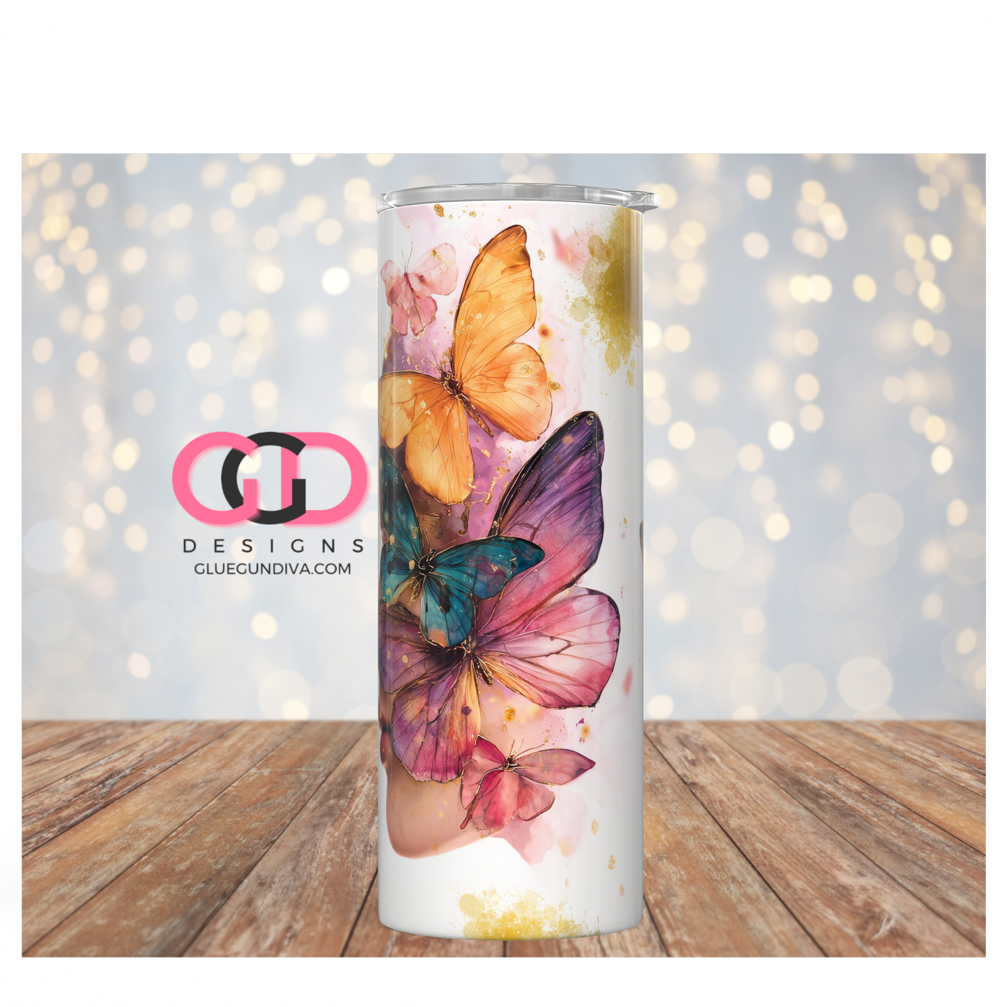 Butterflies Female Profiles -   Digital tumbler wrap for 20 oz skinny straight tumbler