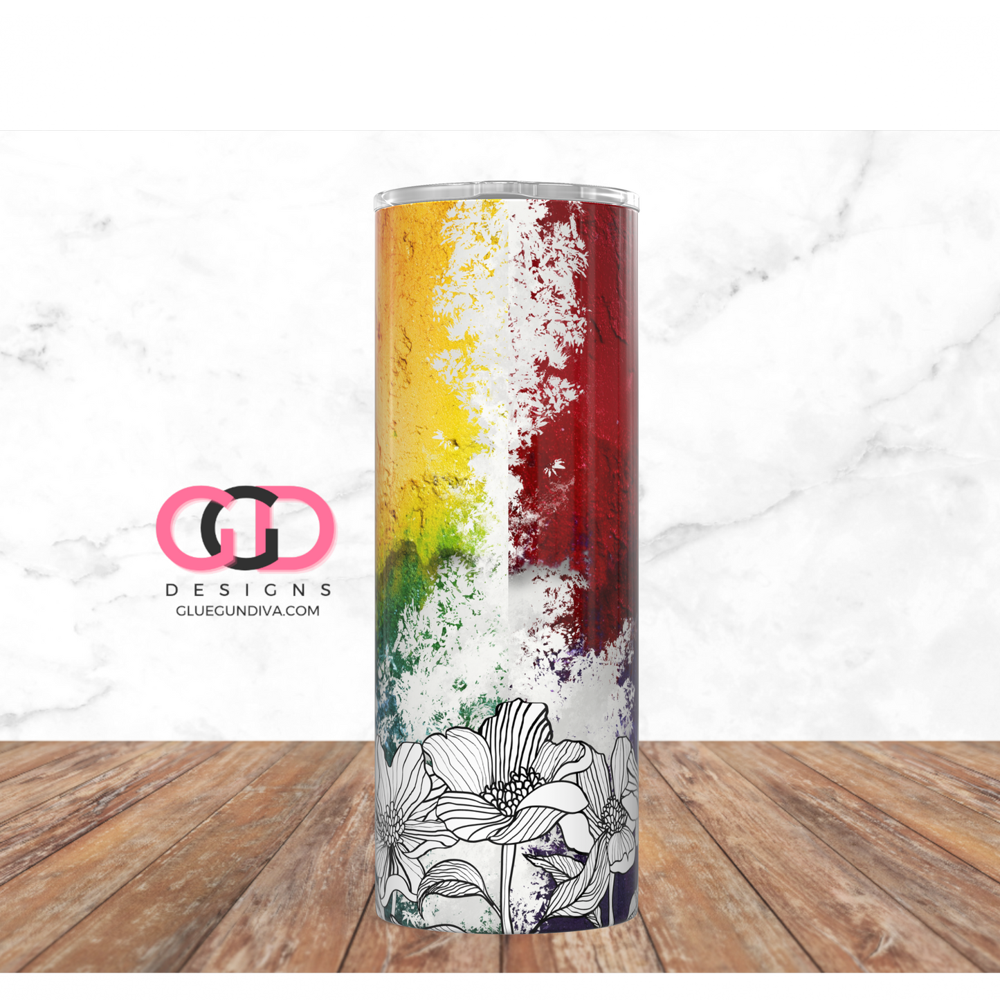 Grow Through What You Go Through Colors -   Digital tumbler wrap for 20 oz skinny straight tumbler