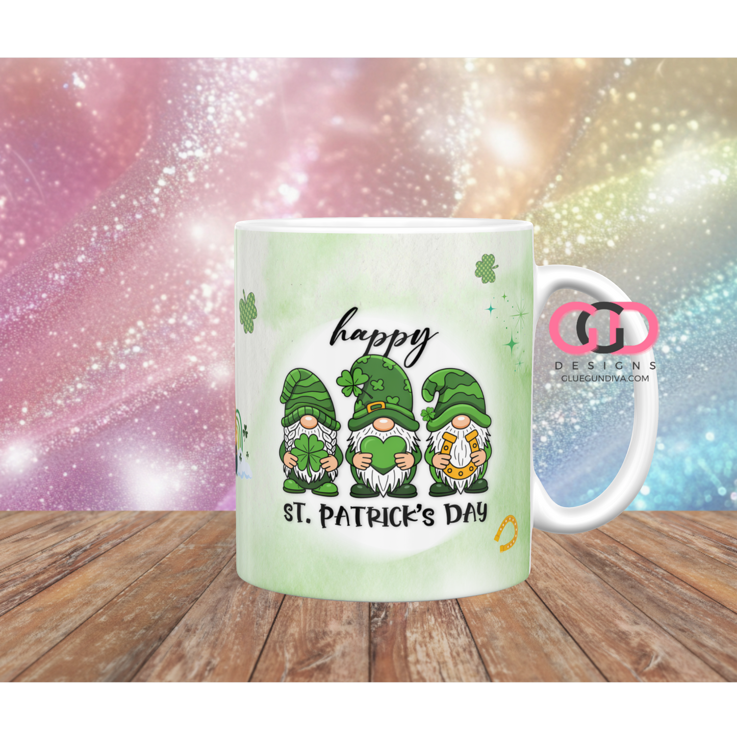Happy St Patrick's Day Gnomes - Digital mug wrap for 11 and 15 oz