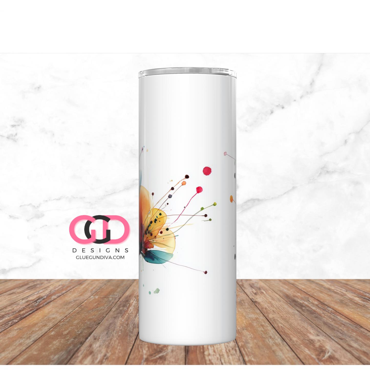 Watercolor Simple Flowers -   Digital tumbler wrap for 20 oz skinny straight tumbler