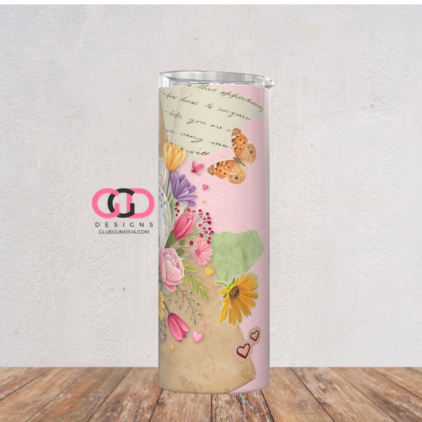 Feliz Dia De Las Madres Paper Collage -   Digital tumbler wrap for 20 oz skinny straight tumbler