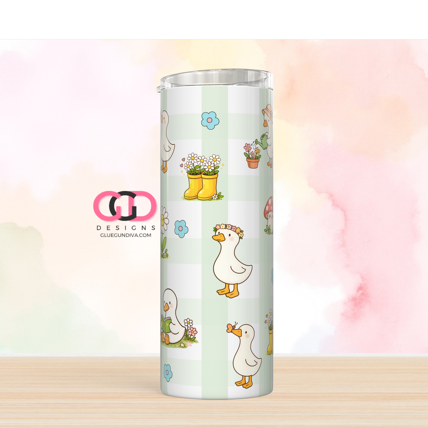 Spring Silly Goose -   Digital tumbler wrap for 20 oz skinny straight tumbler