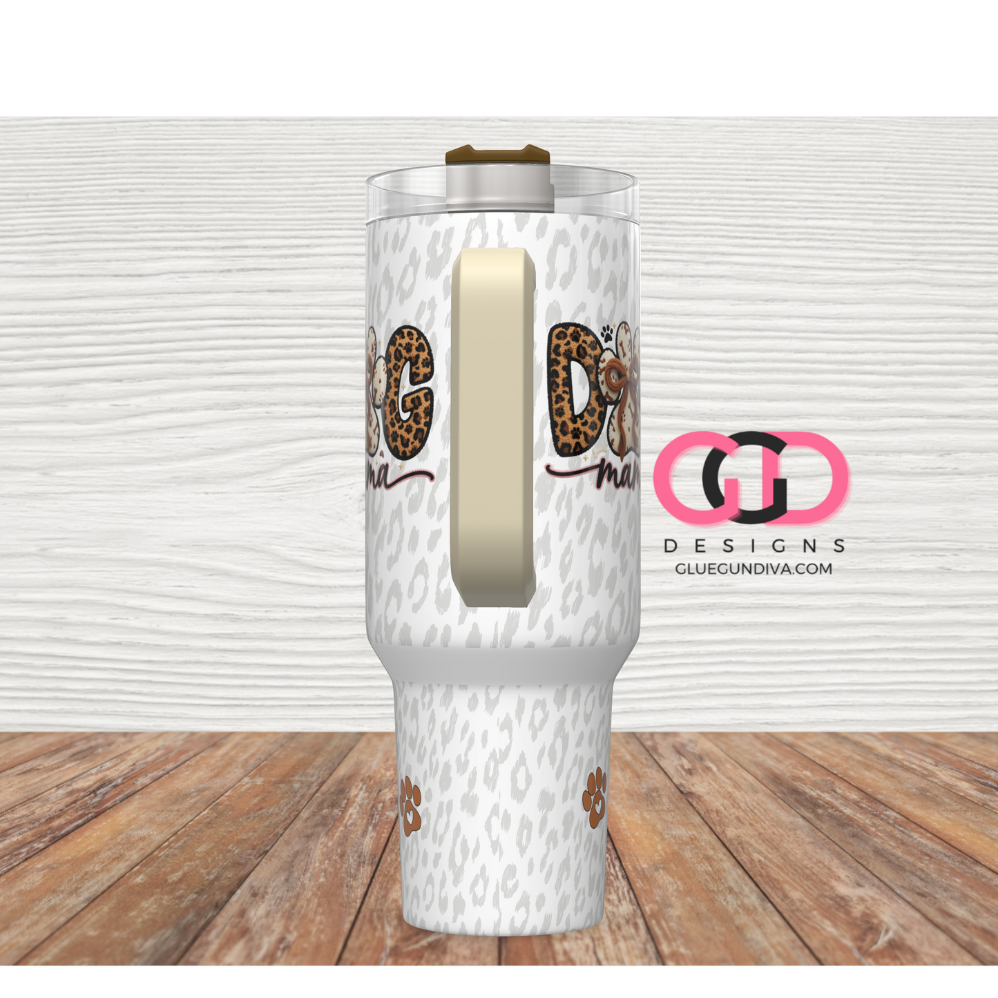 Dog Mama White -   Digital tumbler wrap for 40 oz tumbler