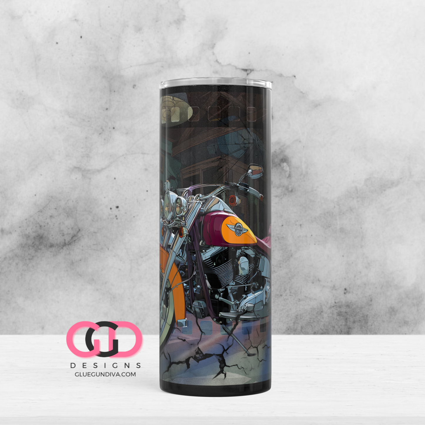 Motorbikes Negative Film - Digital tumbler wrap for 20 oz skinny straight tumbler
