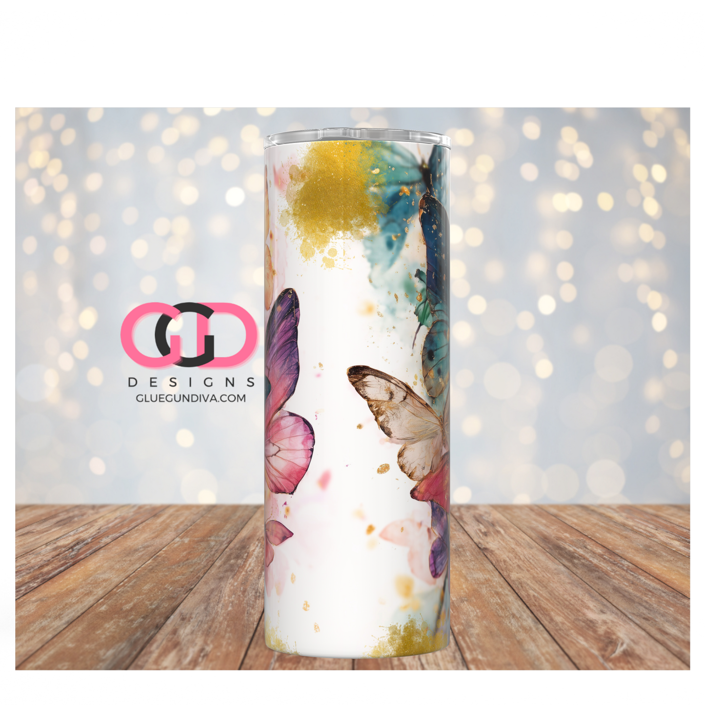 Butterflies Female Profiles -   Digital tumbler wrap for 20 oz skinny straight tumbler