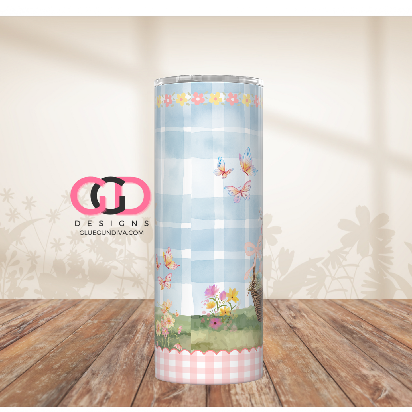 Beagle Easter Puppy -  Digital tumbler wrap for 20 oz skinny straight tumbler