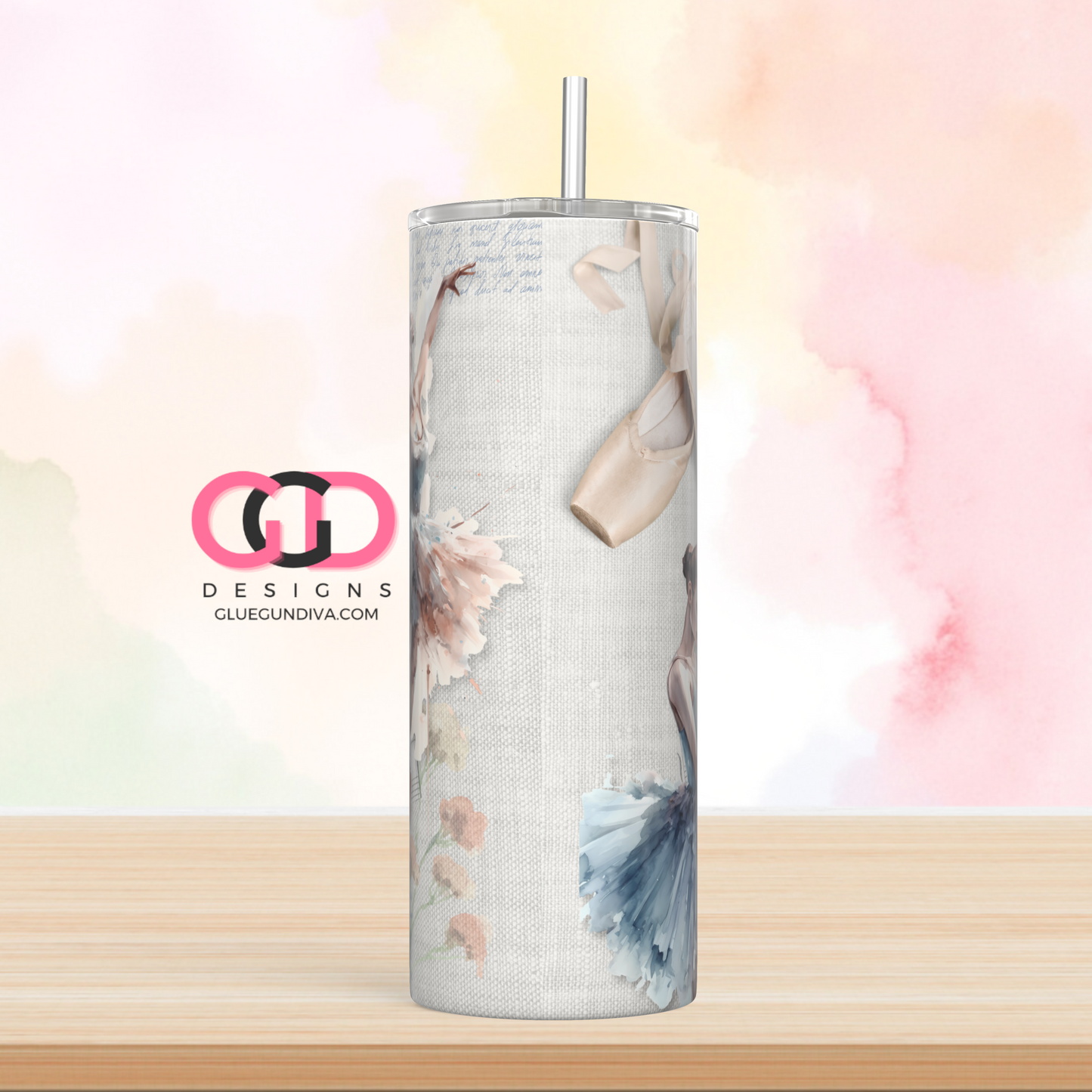 Ballet -  Digital tumbler wrap for 20 oz skinny straight tumbler