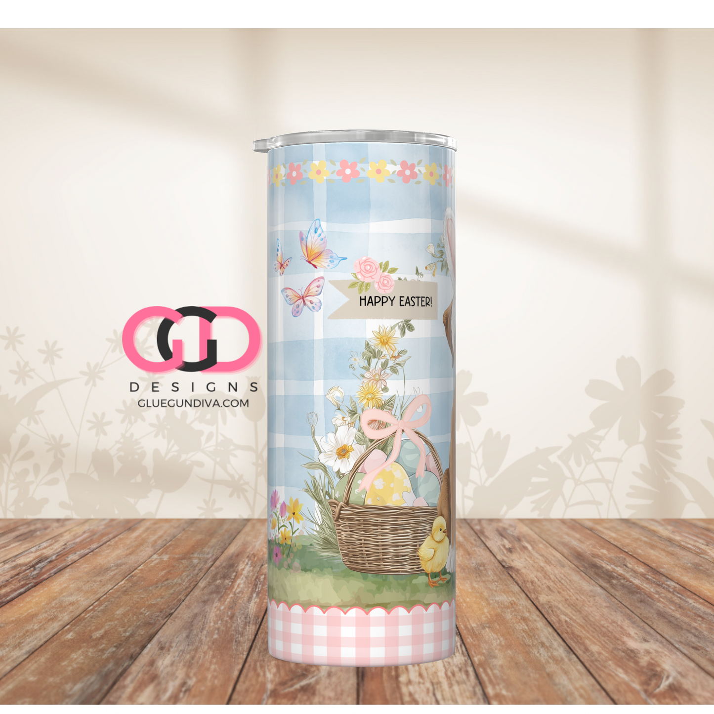 Boxer Easter Puppy -  Digital tumbler wrap for 20 oz skinny straight tumbler