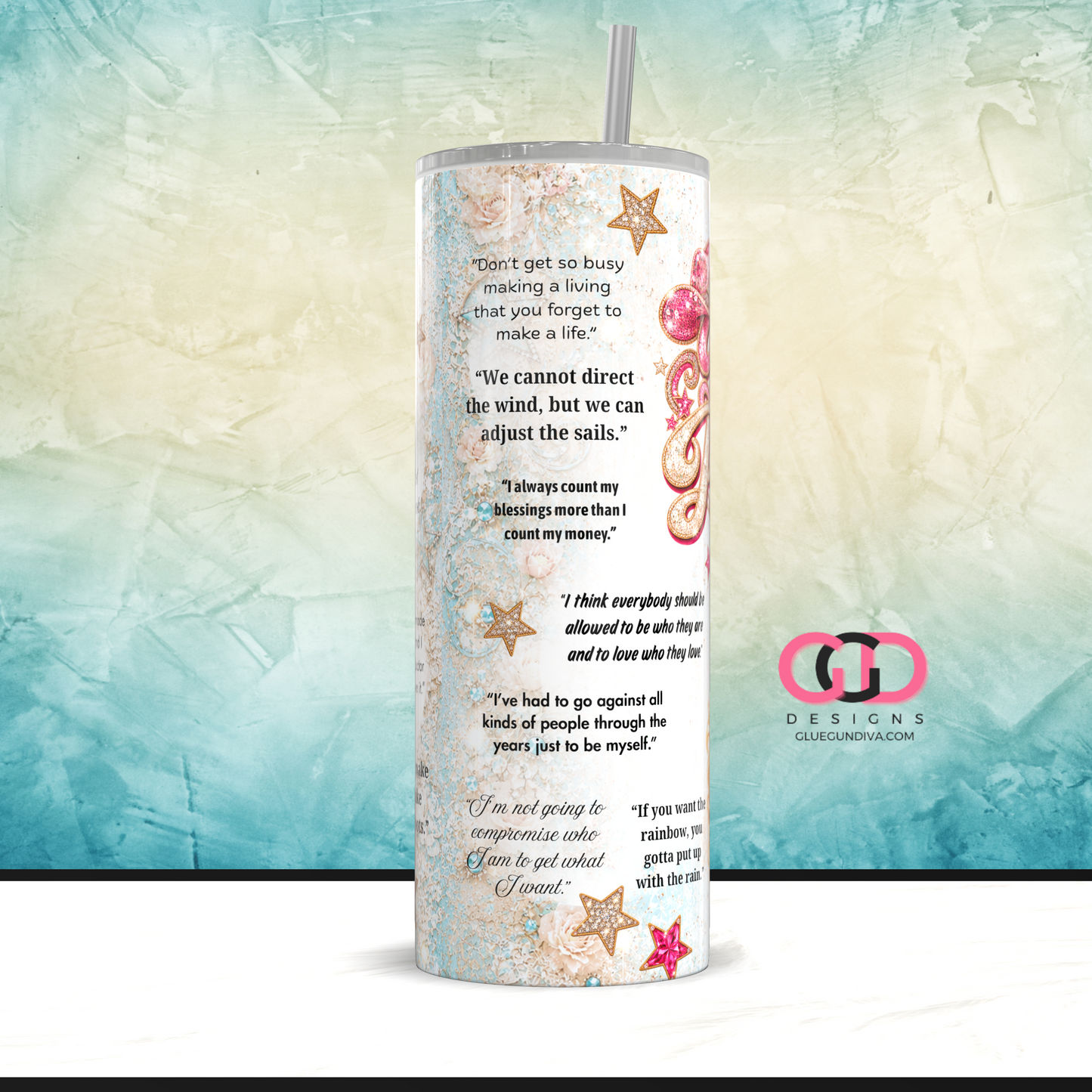 Dolly Parton Quotes-   Digital tumbler wrap for 20 oz skinny straight tumbler