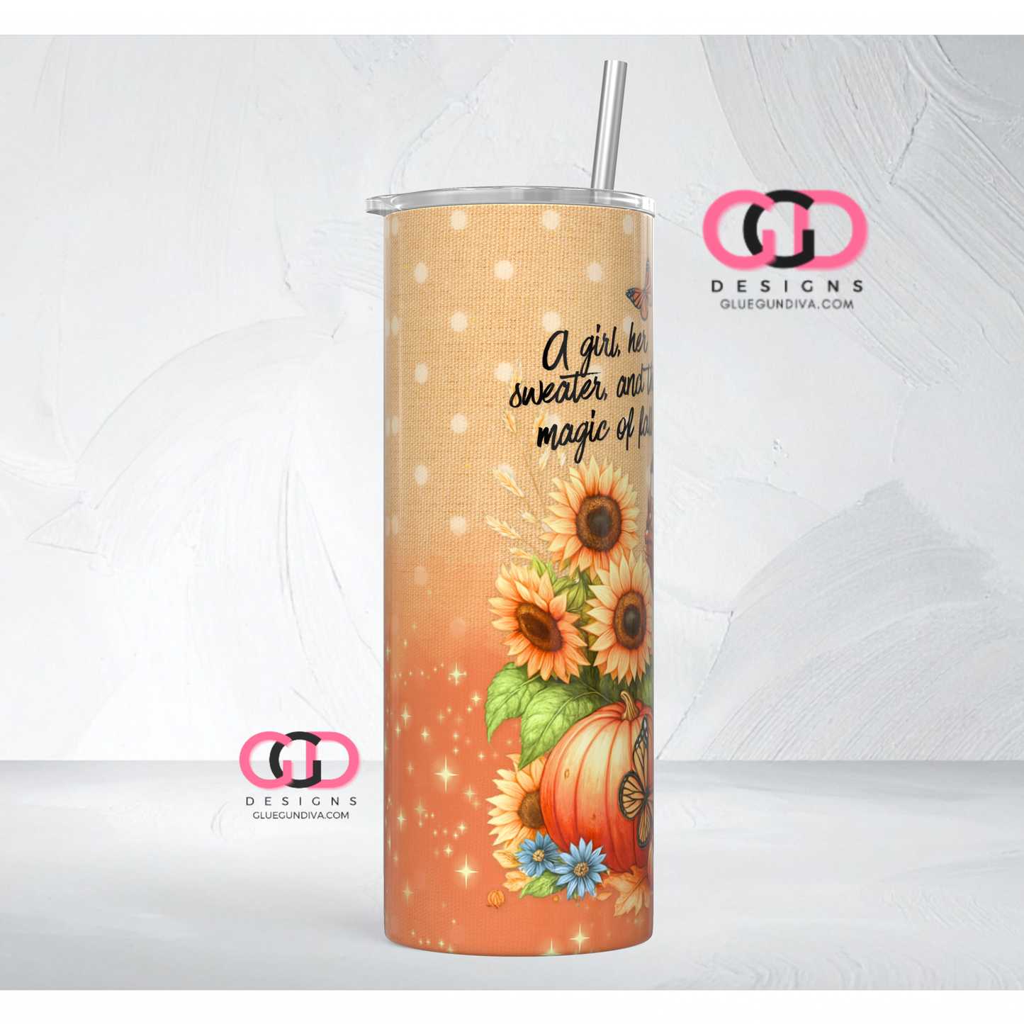 Magic of Fall 1 -   Digital tumbler wrap for 20 oz skinny straight tumbler