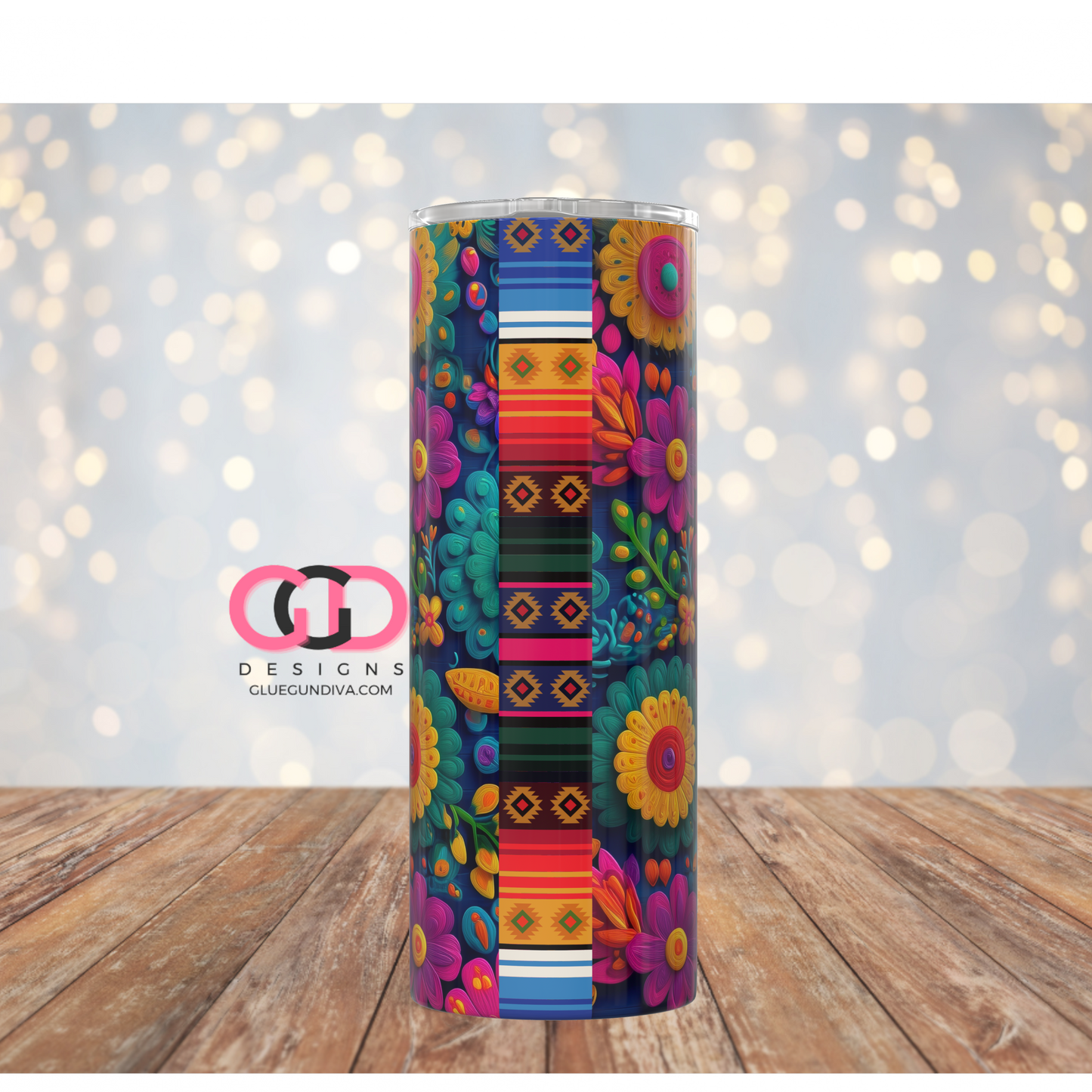 Mexican Pattern -  Digital tumbler wrap for 20 oz skinny straight tumbler