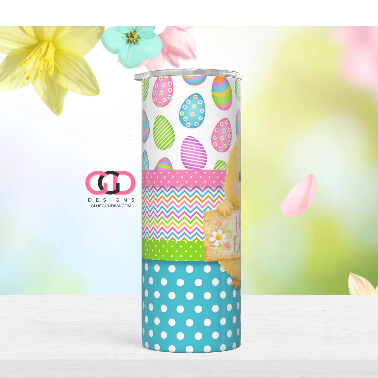 Happy Easter Lil Chick  -  Digital tumbler wrap for 20 oz skinny straight tumbler
