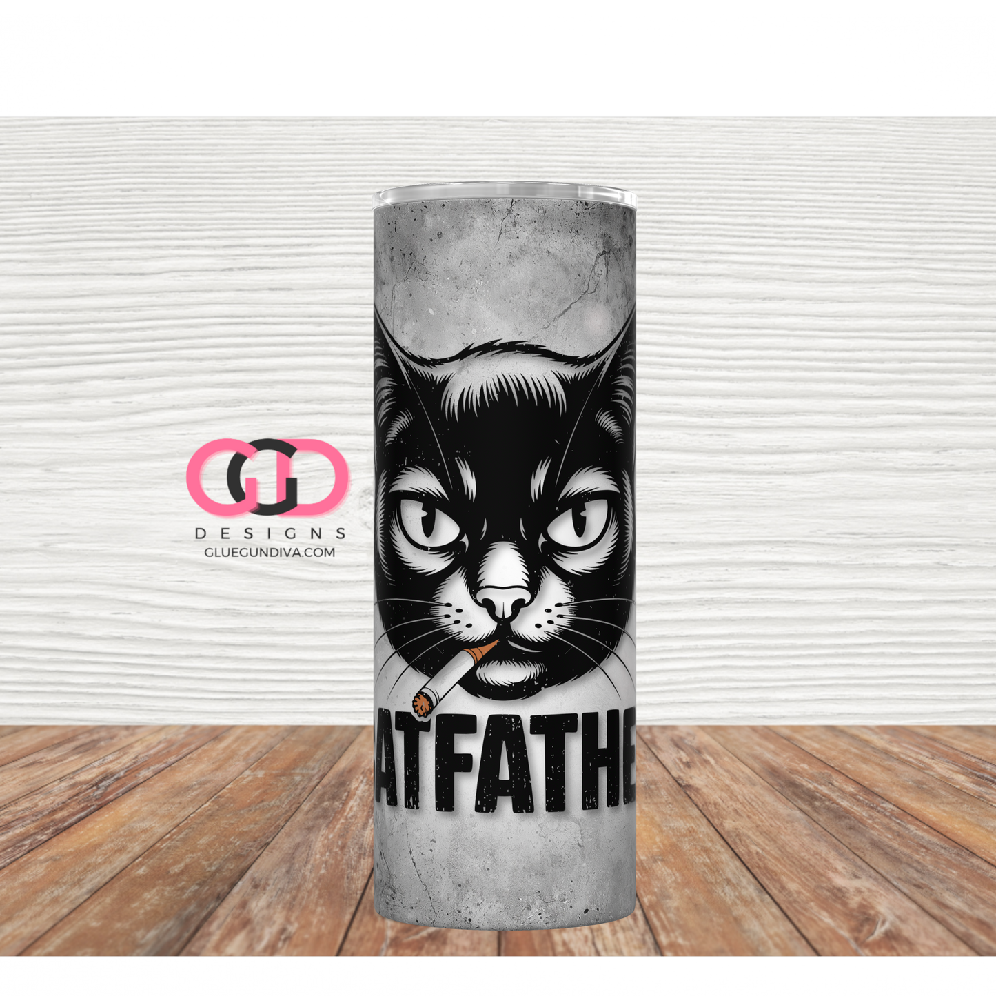 Catfather-  Digital tumbler wrap for 20 oz skinny straight tumbler