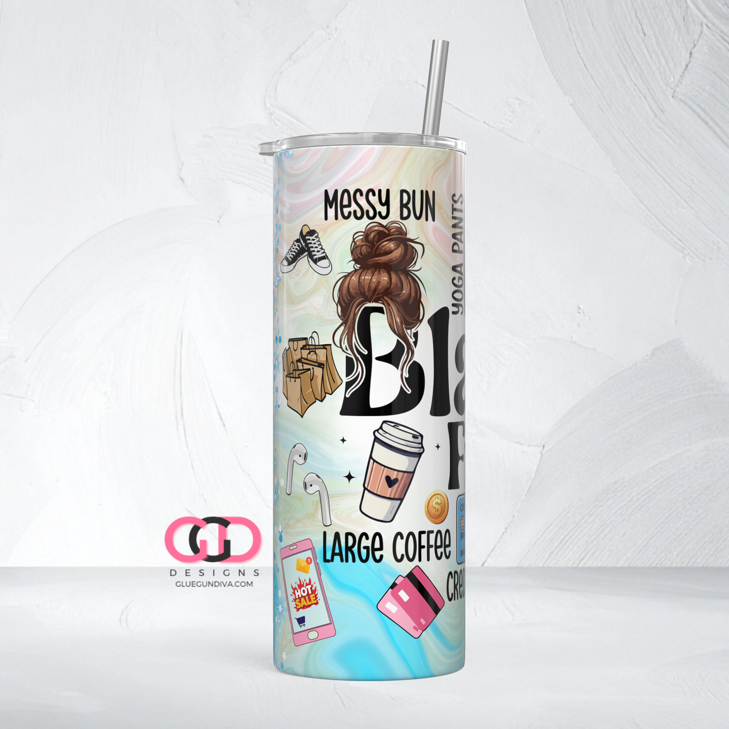 Black Friday Let's Shop - Digital tumbler wrap for 20 oz skinny straight tumbler