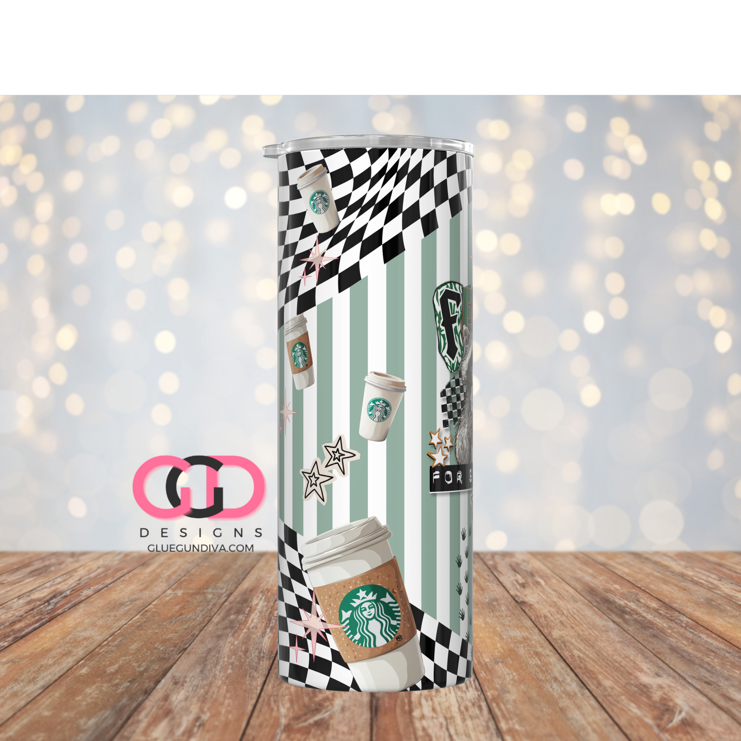 Feral for Starbies -  Digital tumbler wrap for 20 oz skinny straight tumbler