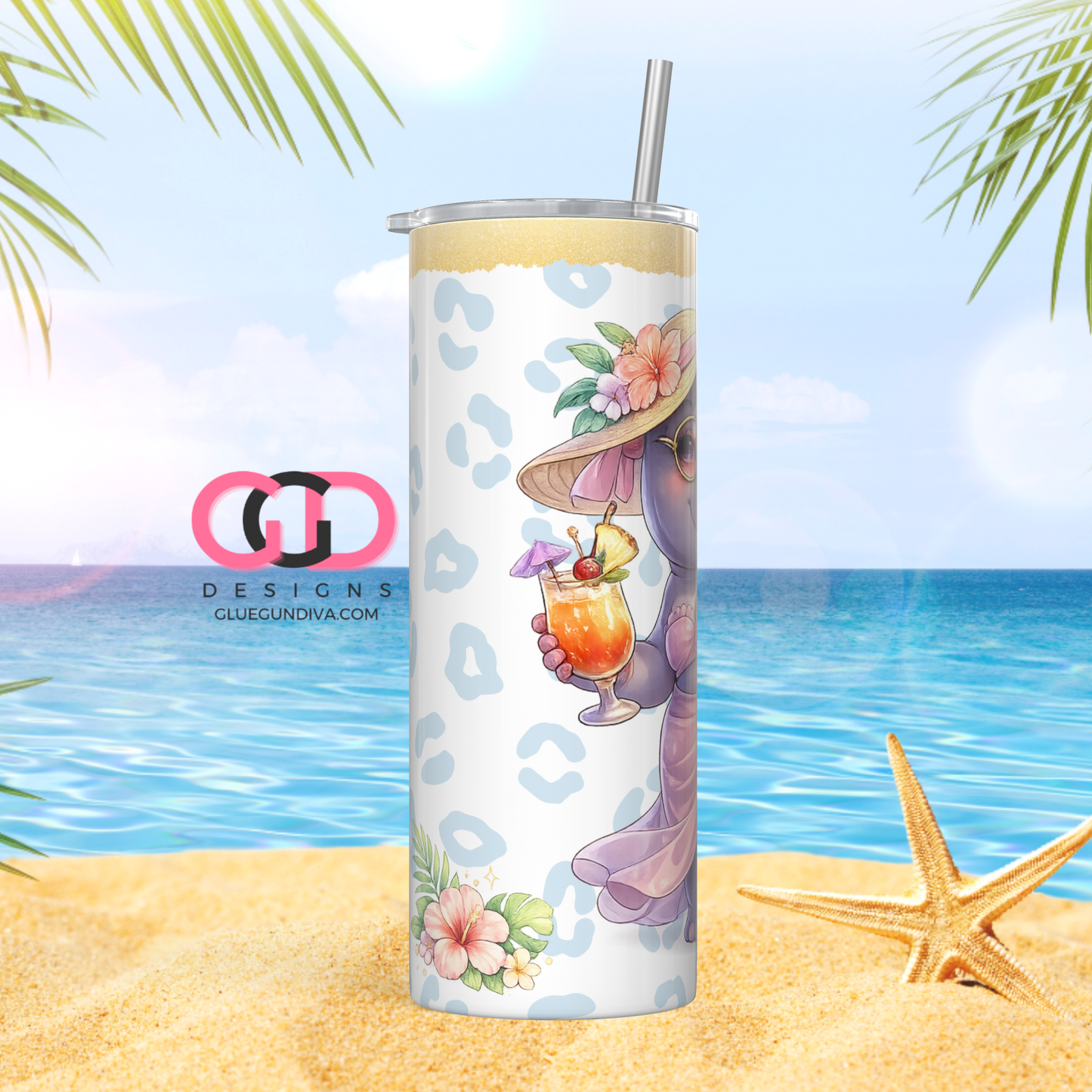 Sippin Pretty-   Digital tumbler wrap for 20 oz skinny straight tumbler