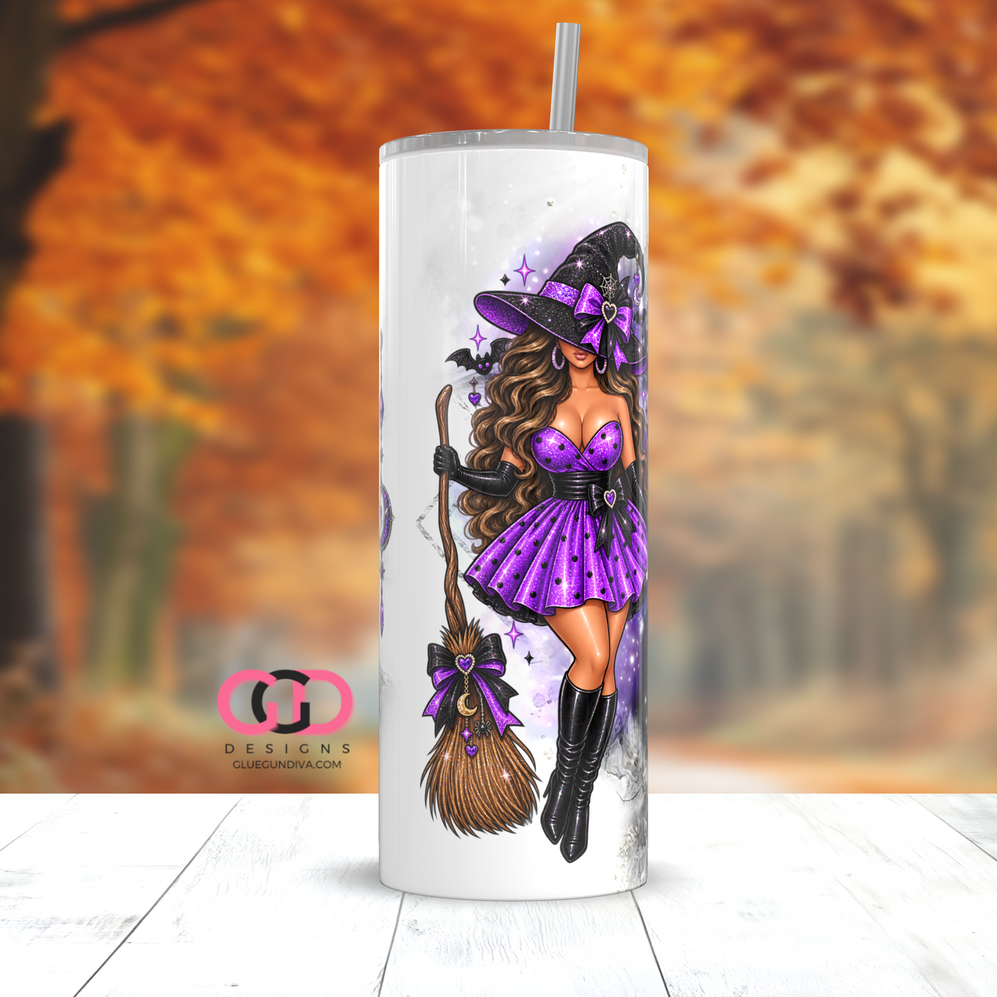 Not Today Mortals Brown Hair -  Digital tumbler wrap for 20 oz skinny straight tumbler