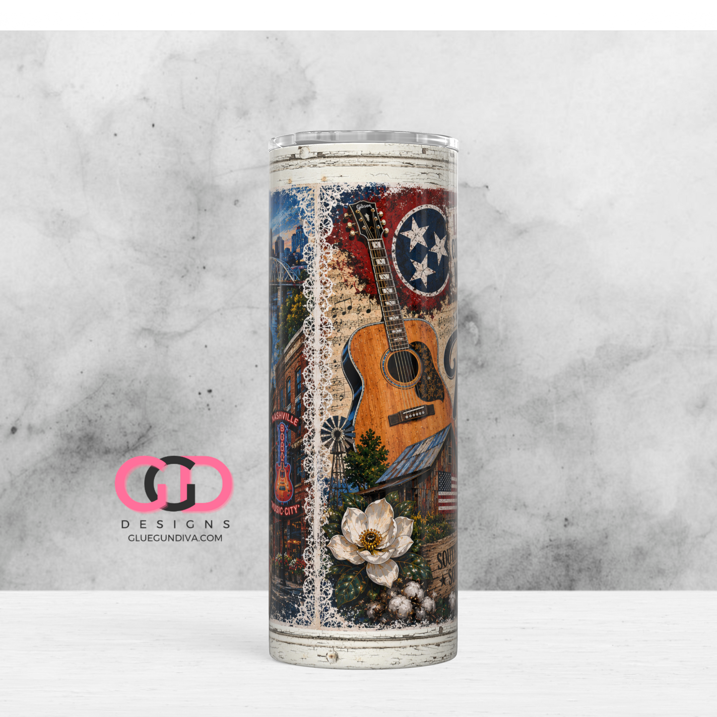 Vintage Tennessee Collage -   Digital tumbler wrap for 20 oz skinny straight tumbler