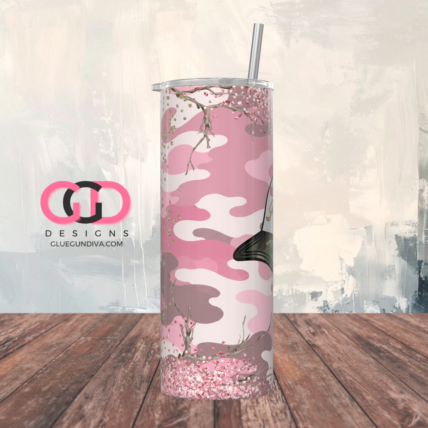 Camo Glitter and Dirt - Digital tumbler wrap for 20 oz skinny straight tumbler
