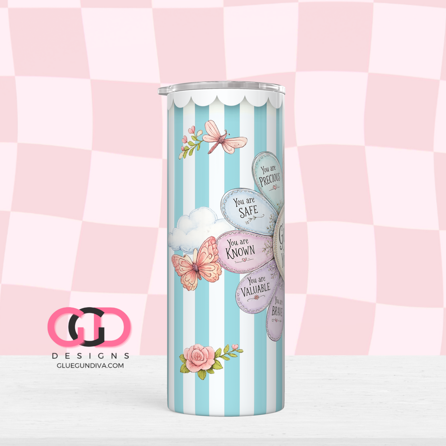God Says You Are in Pastels-   Digital tumbler wrap for 20 oz skinny straight tumbler