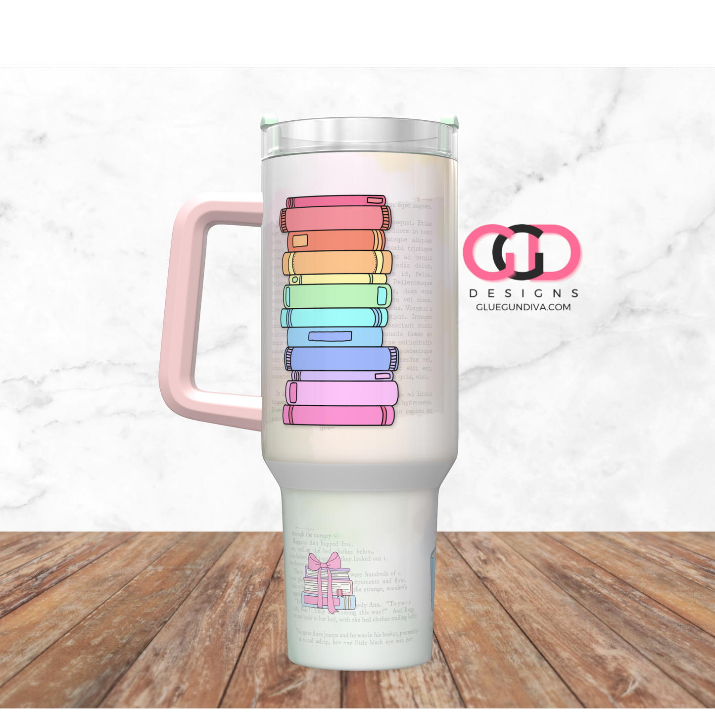 Lost In Pages Pastels -   Digital tumbler wrap for 40 oz tumbler