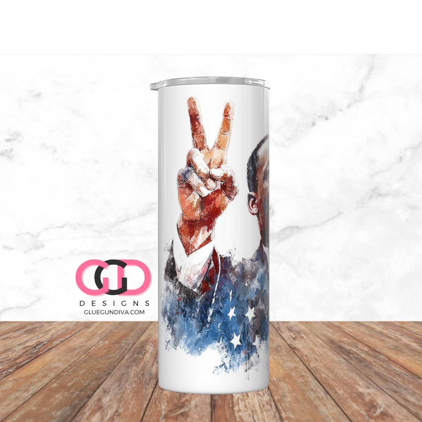 MLK Peace Courage to Love-  Digital tumbler wrap for 20 oz skinny straight tumbler