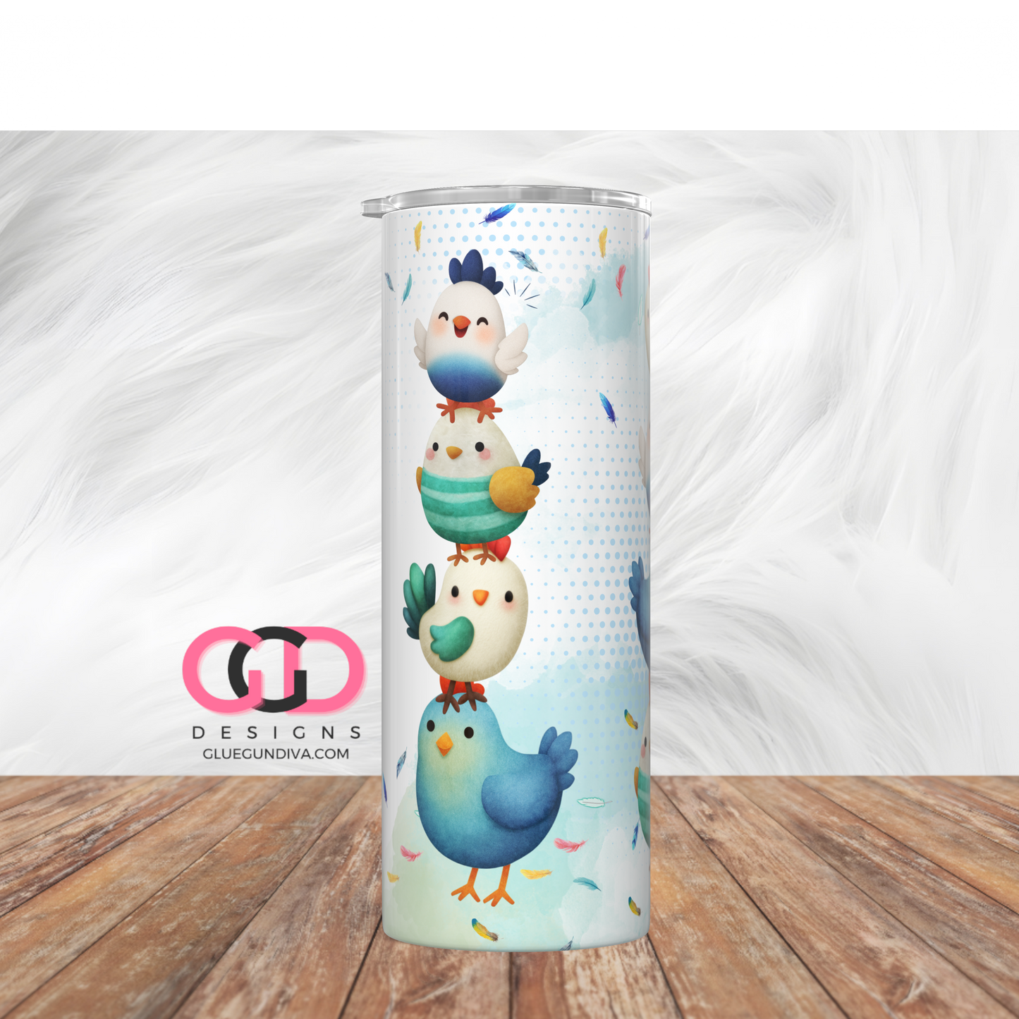 Chicken Fun -   Digital tumbler wrap for 20 oz skinny straight tumbler