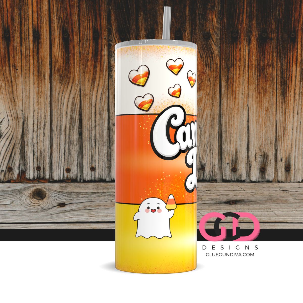 Candy Corn Lover -  Digital tumbler wrap for 20 oz skinny straight tumbler