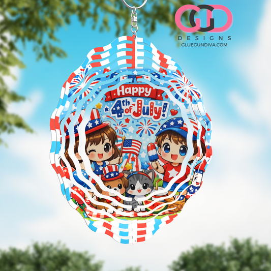 Happy Fourth Chibi -   Digital image for an 8 Inch Wind Spinner
