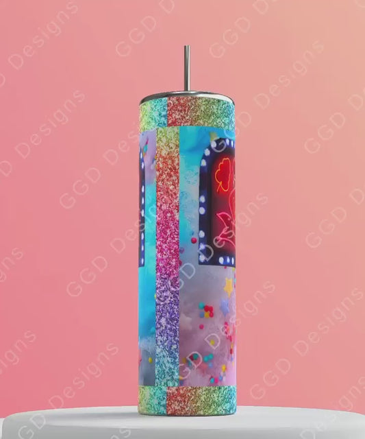 Cotton Candy Fair-   Digital tumbler wrap for 20 oz skinny straight tumbler