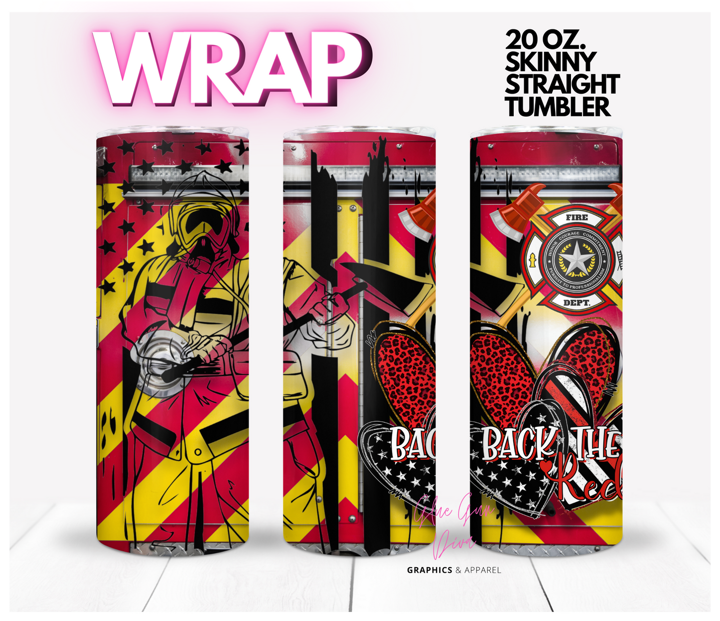 Back the Red - Digital tumbler wrap for 20 oz skinny straight tumbler