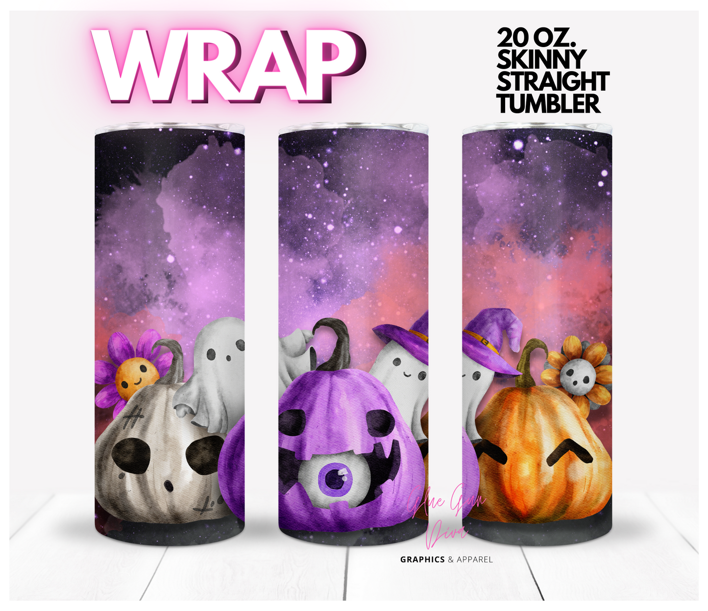 The Cutest Jack-o-lanterns -  Digital tumbler wrap for 20 oz skinny straight tumbler