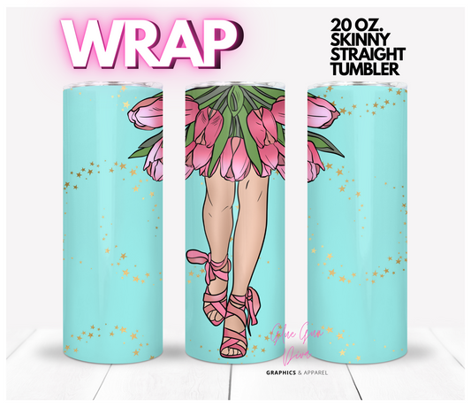 Flower Skirt Skin Tone Light -Digital tumbler wrap for 20 oz skinny straight tumbler