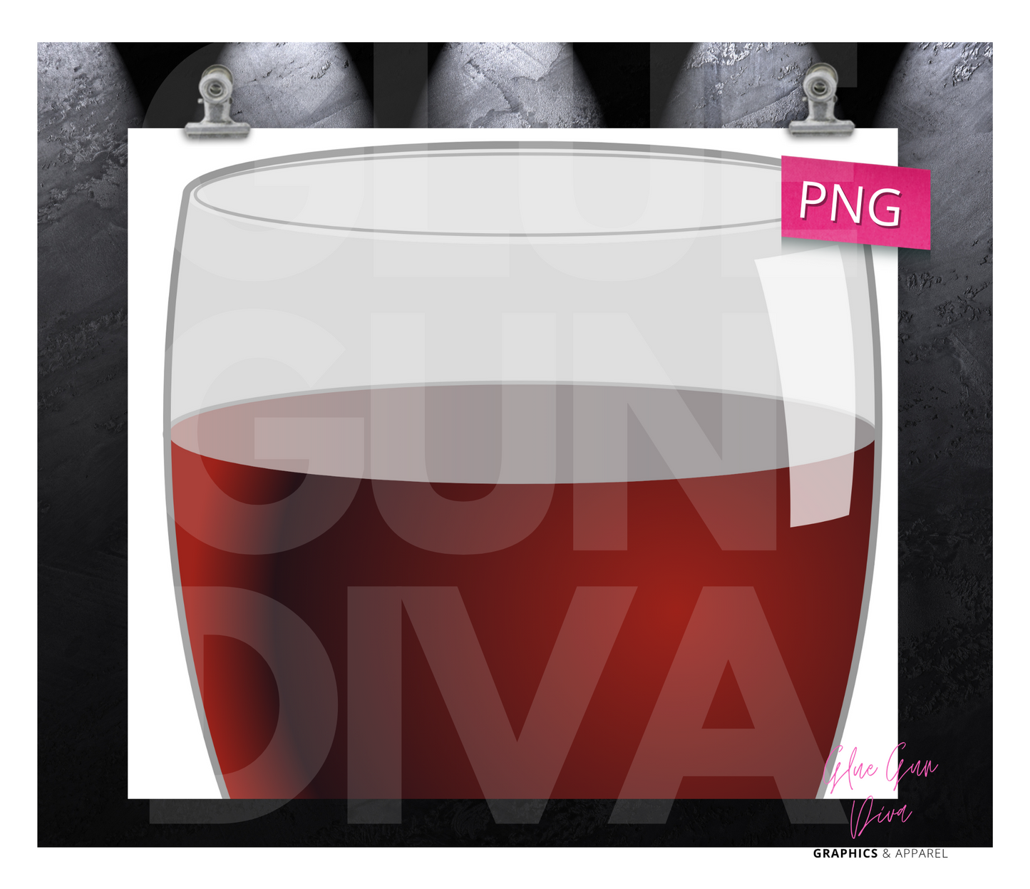 Large Wine Glass - Digital tumbler wrap for 20 oz skinny straight tumbler