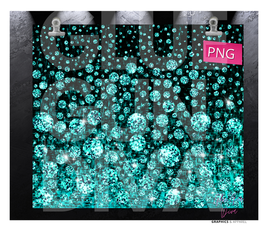 Teal Gems-  Digital tumbler wrap for 20 oz skinny straight tumbler