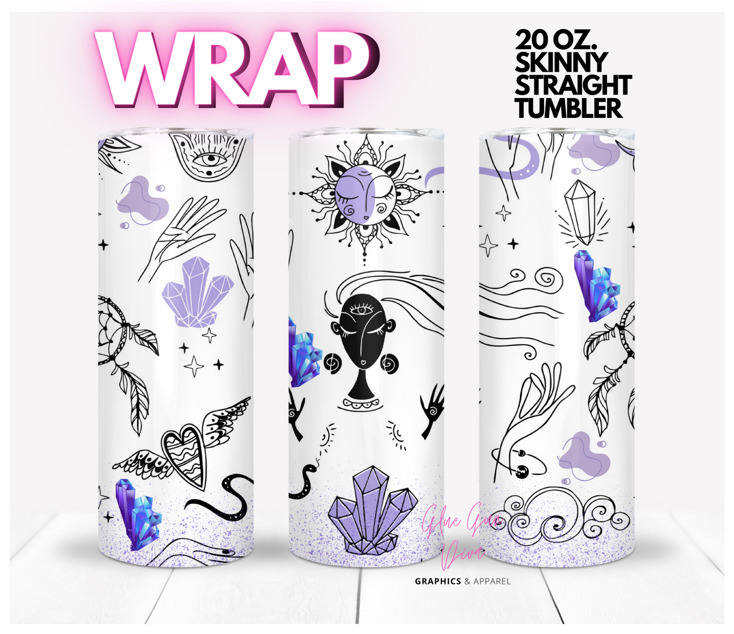 Purple Crystals -  Digital tumbler wrap for 20 oz skinny straight tumbler