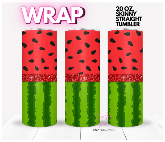 Watermelon Glitter Band-   Digital tumbler wrap for 20 oz skinny straight tumbler