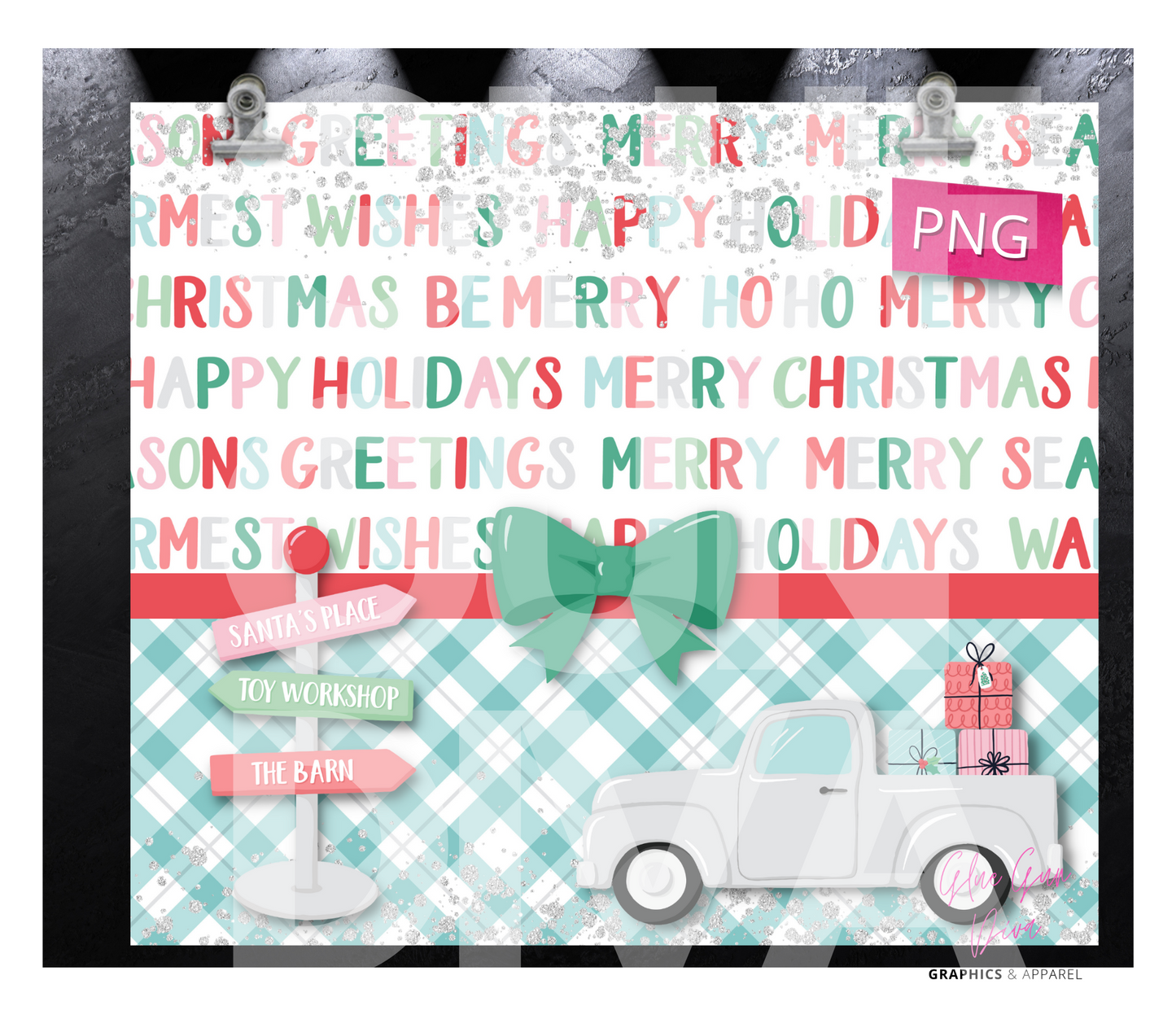 A Truckload of Greetings- Digital tumbler wrap for 20 oz skinny straight tumbler