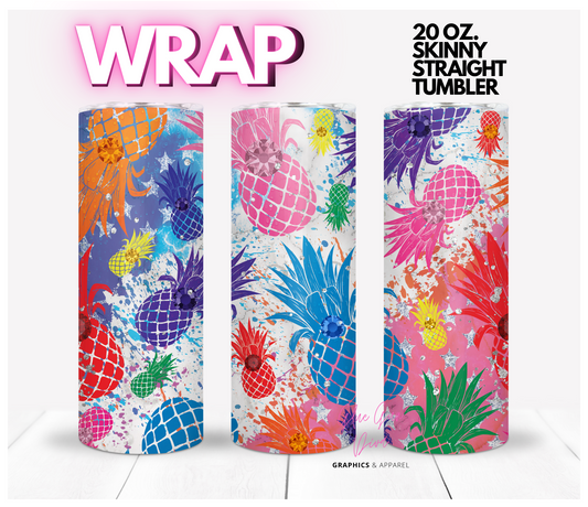 Pineapple Bling- digital tumbler wrap for 20 oz skinny straight tumbler