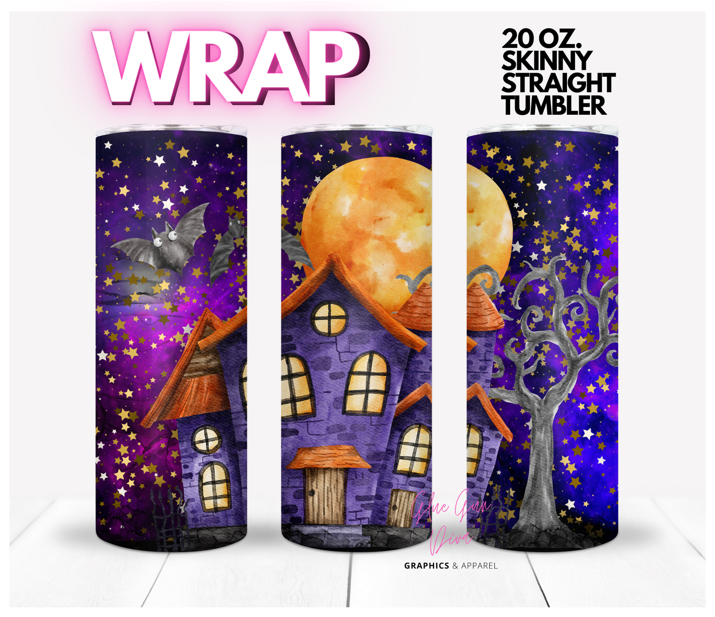 Haunted Mansion -  Digital tumbler wrap for 20 oz skinny straight tumbler