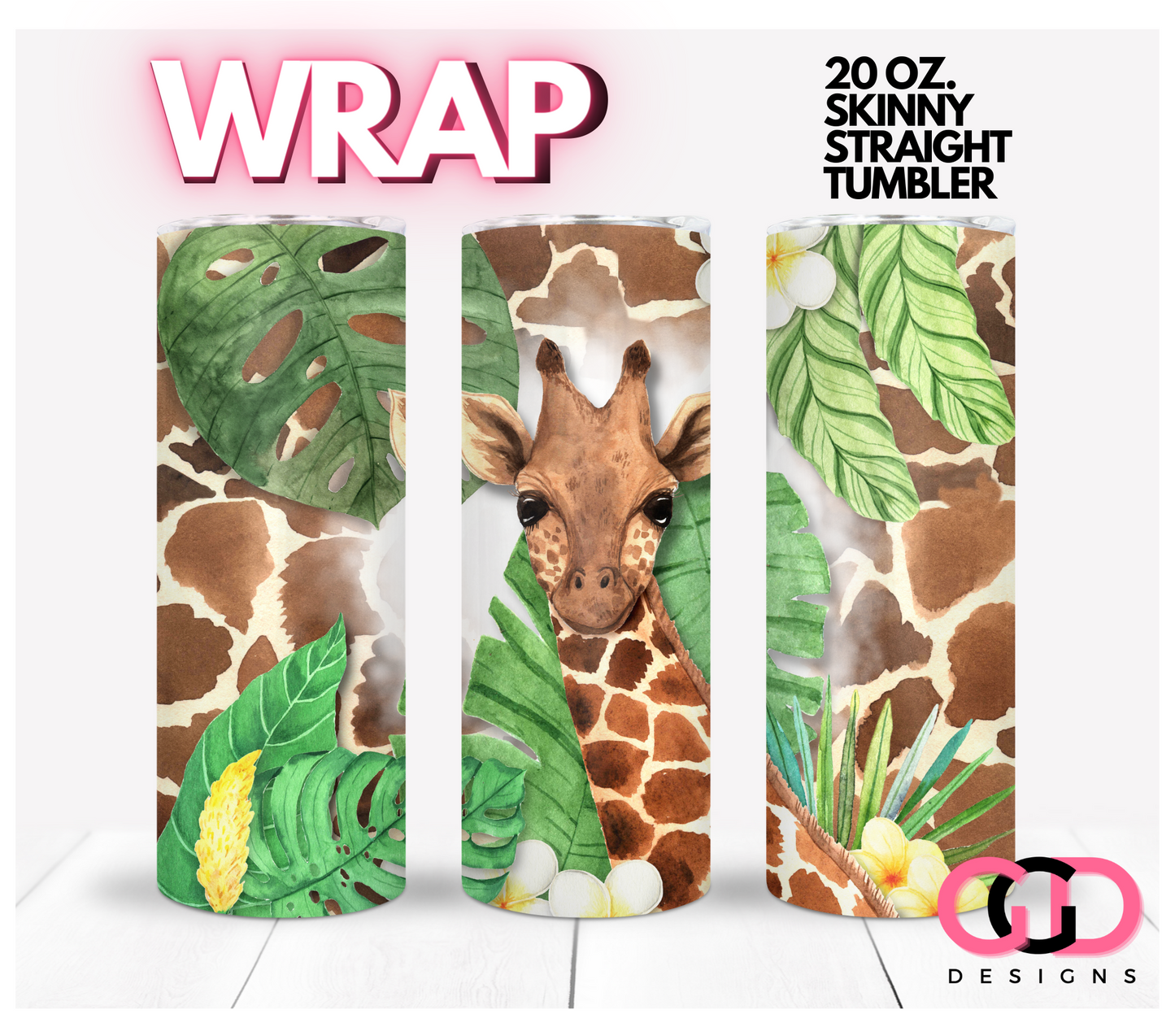 Giraffe in the Jungle -   Digital tumbler wrap for 20 oz skinny straight tumbler