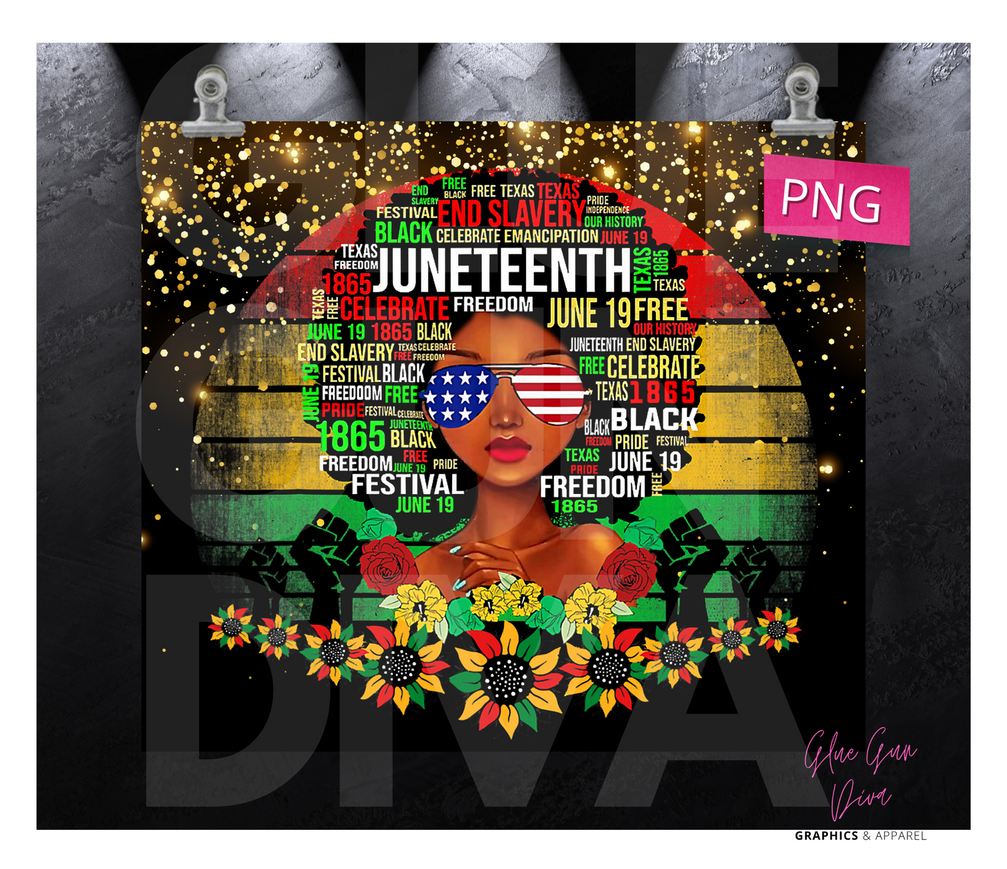 Juneteenth-  Digital tumbler wrap for 20 oz skinny straight tumbler