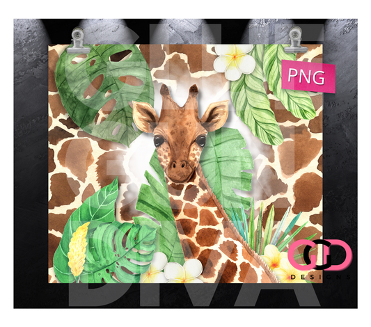 Giraffe in the Jungle -   Digital tumbler wrap for 20 oz skinny straight tumbler