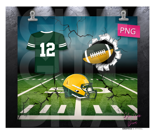 Football Fan Jersey Green Bay Packers -  Digital tumbler wrap for 20 oz skinny straight tumbler