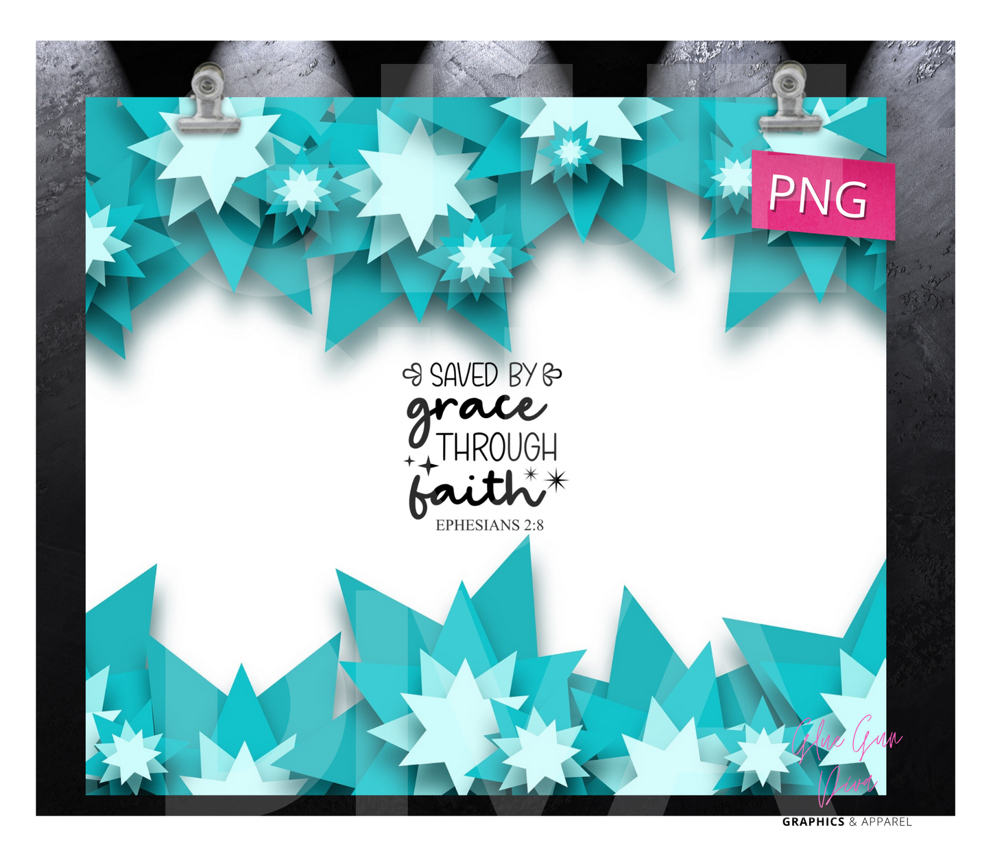 Saved By Grace through Faith - Digital tumbler wrap for 20 oz skinny straight tumbler