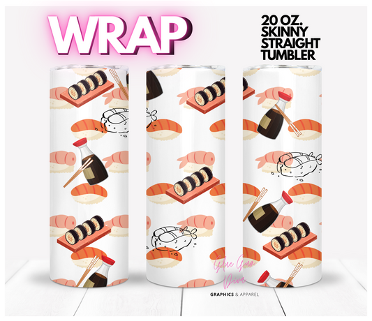 Sushi Background- Digital tumbler wrap for 20 oz skinny straight tumbler